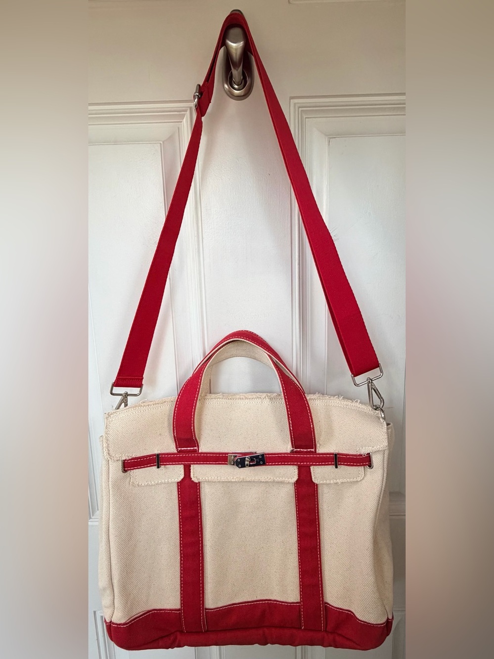 Sunwin Madaket LARGE Cotton Canvas Tote Birk-Inspired Front Closure Summer Cute